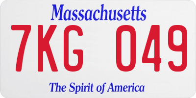 MA license plate 7KG049