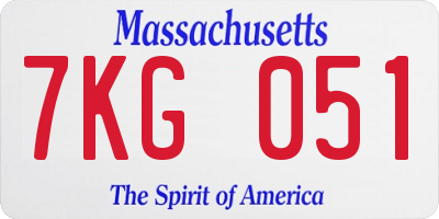 MA license plate 7KG051