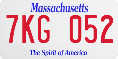 MA license plate 7KG052