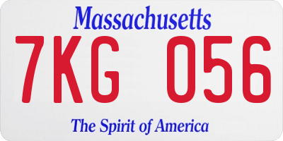 MA license plate 7KG056