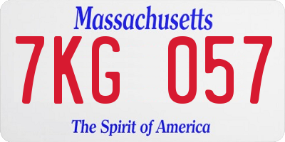 MA license plate 7KG057