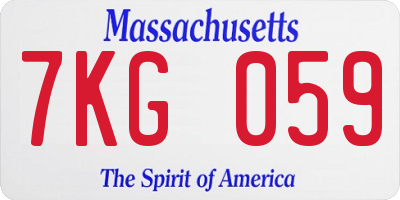 MA license plate 7KG059