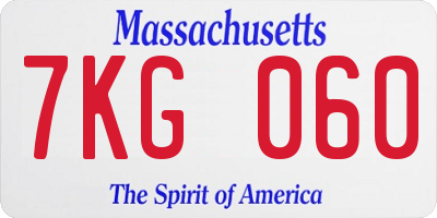 MA license plate 7KG060