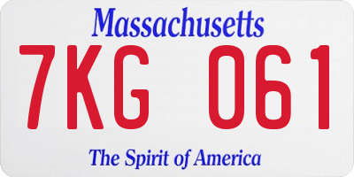 MA license plate 7KG061