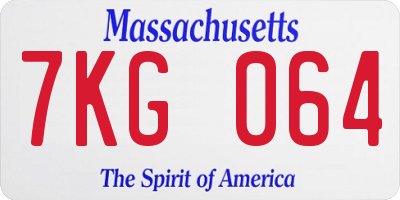 MA license plate 7KG064