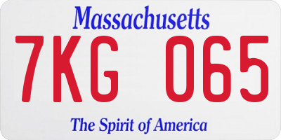 MA license plate 7KG065