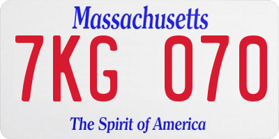 MA license plate 7KG070