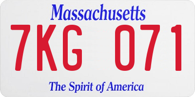 MA license plate 7KG071
