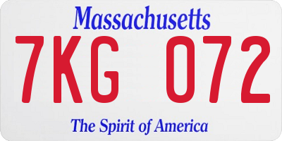MA license plate 7KG072