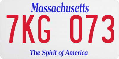 MA license plate 7KG073