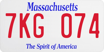 MA license plate 7KG074