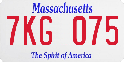 MA license plate 7KG075