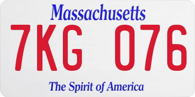 MA license plate 7KG076