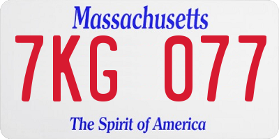MA license plate 7KG077