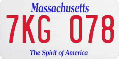 MA license plate 7KG078