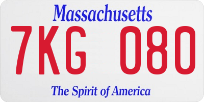 MA license plate 7KG080