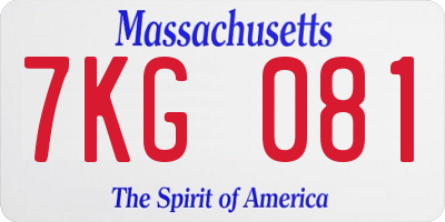 MA license plate 7KG081