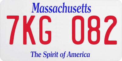 MA license plate 7KG082