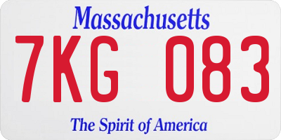 MA license plate 7KG083