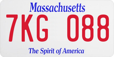 MA license plate 7KG088