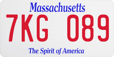 MA license plate 7KG089