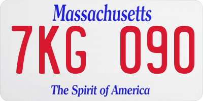 MA license plate 7KG090