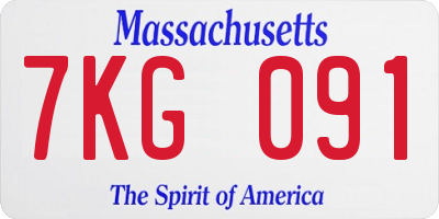 MA license plate 7KG091