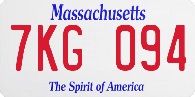 MA license plate 7KG094