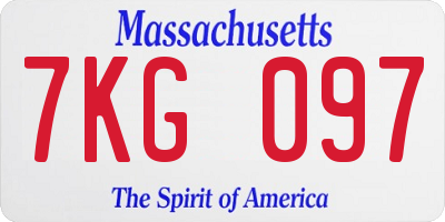 MA license plate 7KG097