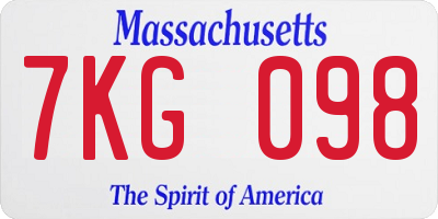 MA license plate 7KG098