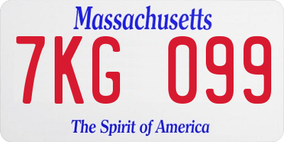MA license plate 7KG099