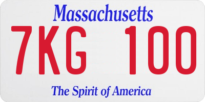 MA license plate 7KG100