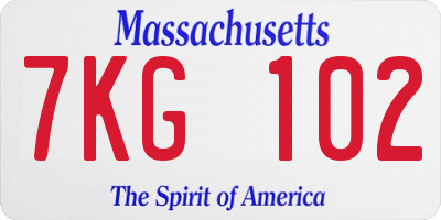 MA license plate 7KG102
