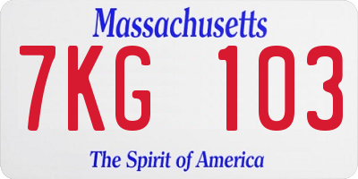 MA license plate 7KG103