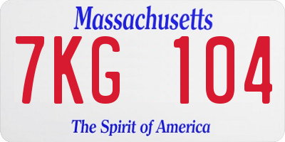 MA license plate 7KG104