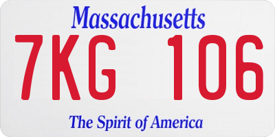 MA license plate 7KG106