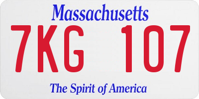 MA license plate 7KG107