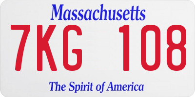 MA license plate 7KG108