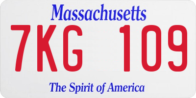 MA license plate 7KG109
