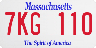 MA license plate 7KG110
