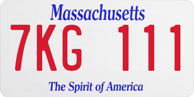 MA license plate 7KG111
