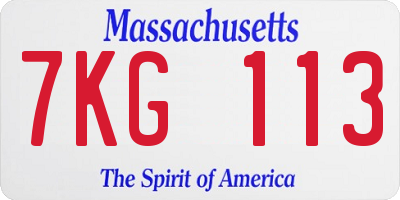 MA license plate 7KG113