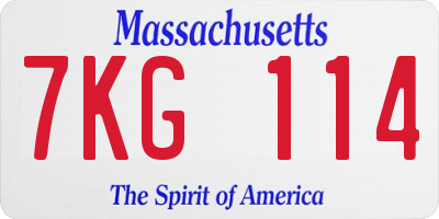 MA license plate 7KG114