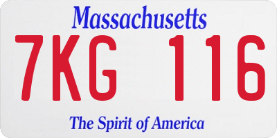 MA license plate 7KG116