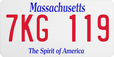 MA license plate 7KG119