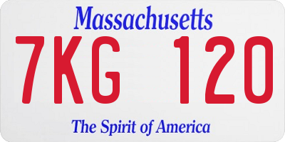MA license plate 7KG120