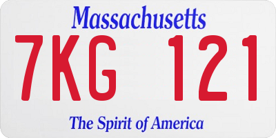 MA license plate 7KG121