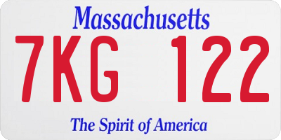 MA license plate 7KG122