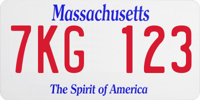 MA license plate 7KG123