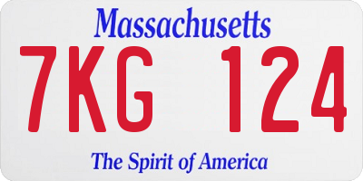 MA license plate 7KG124